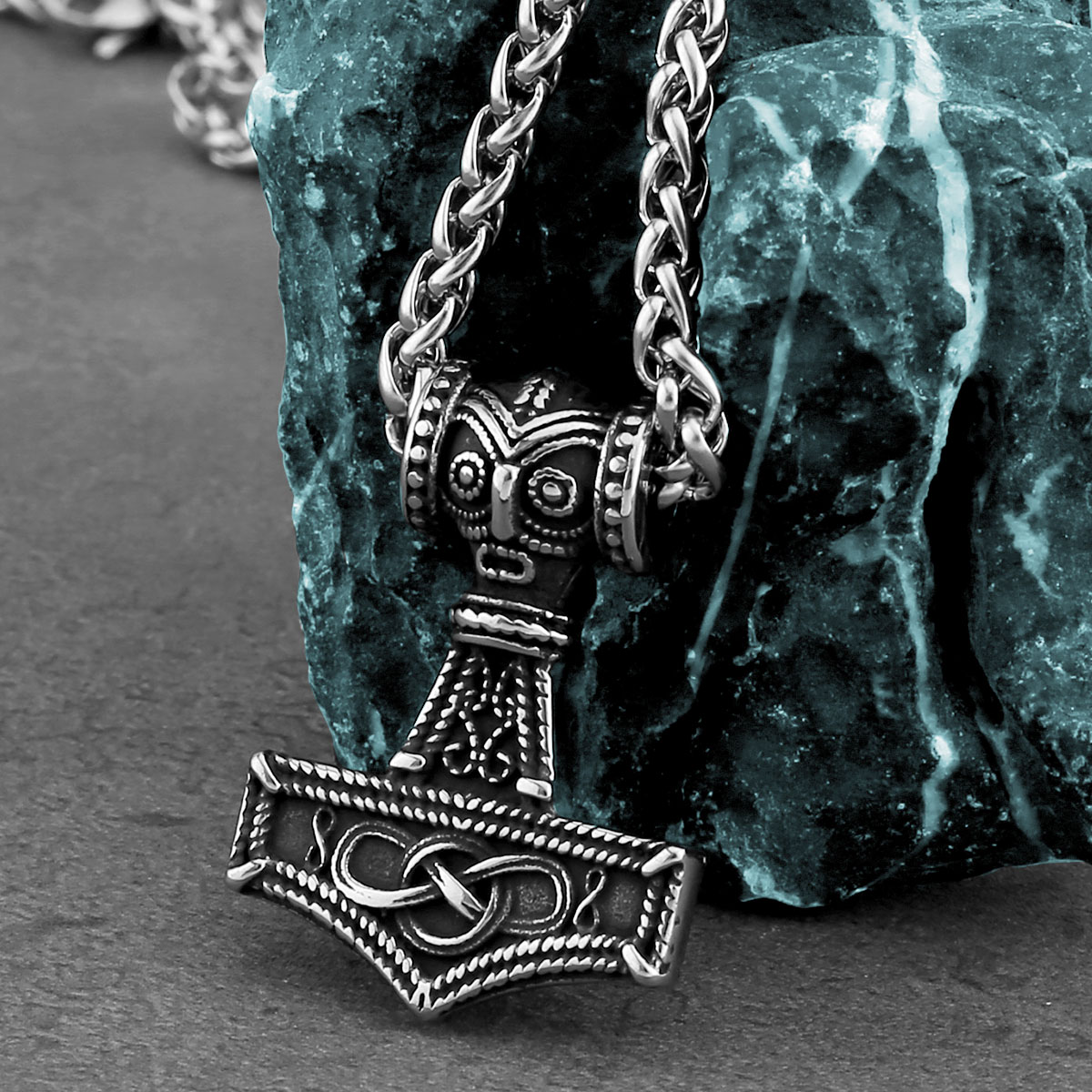 Battle Rope Anchor - موضة فايكنغ مرساة Mjolnir قلادة الفولاذ